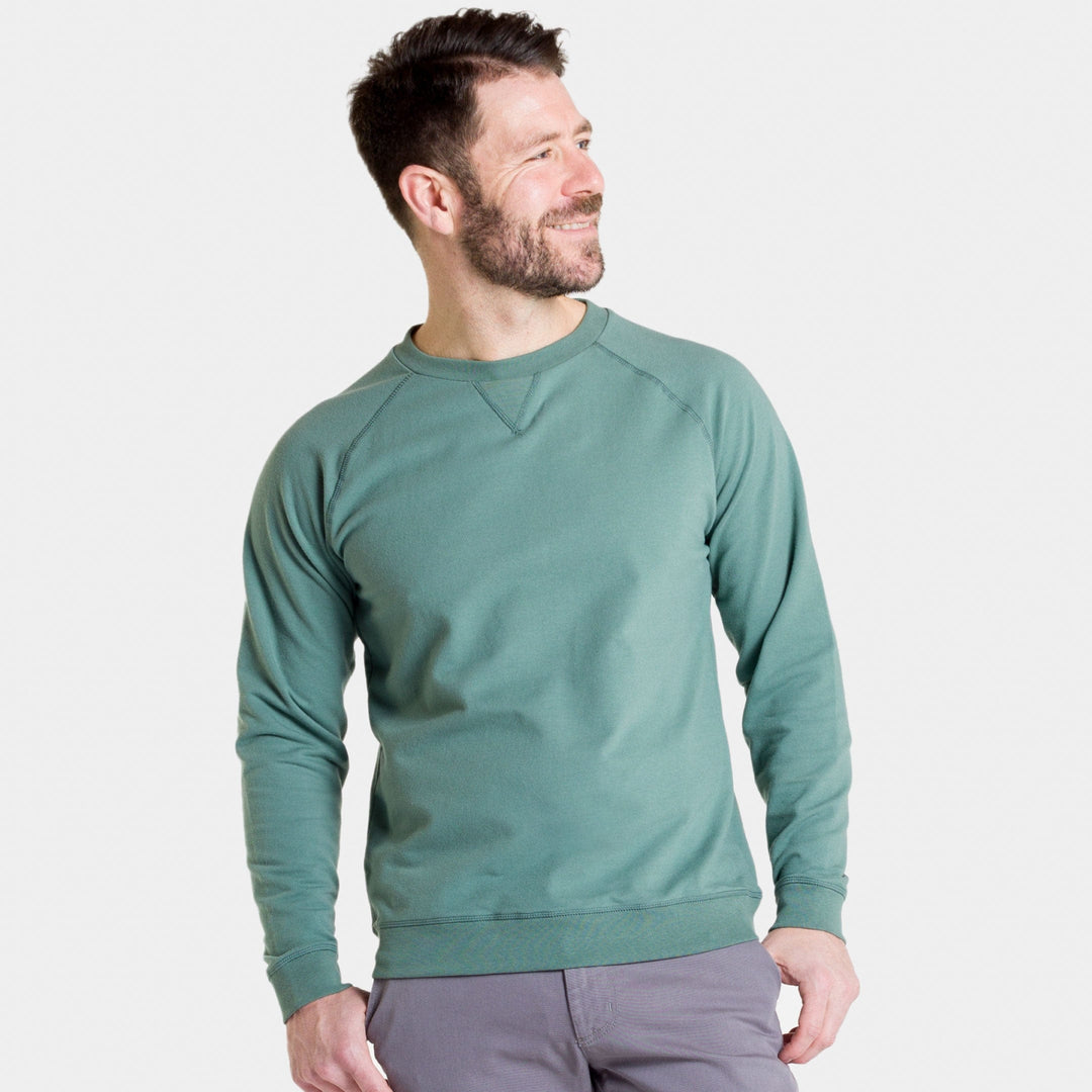 Ash & Erie Dark Sage French Terry Sweatshirt for Short Men   Roam Sweatshirt