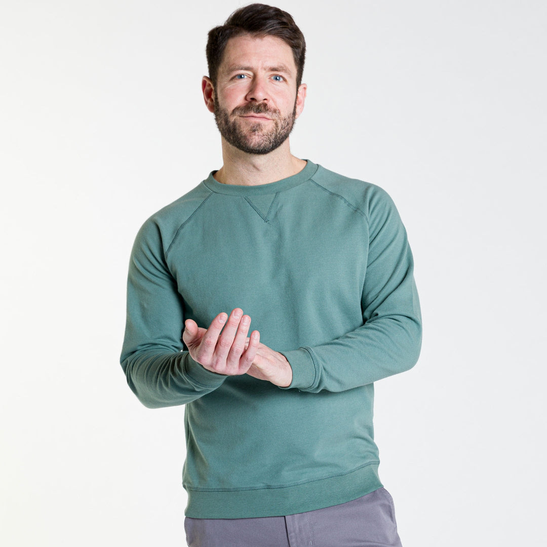 Ash & Erie Dark Sage French Terry Sweatshirt for Short Men   Roam Sweatshirt