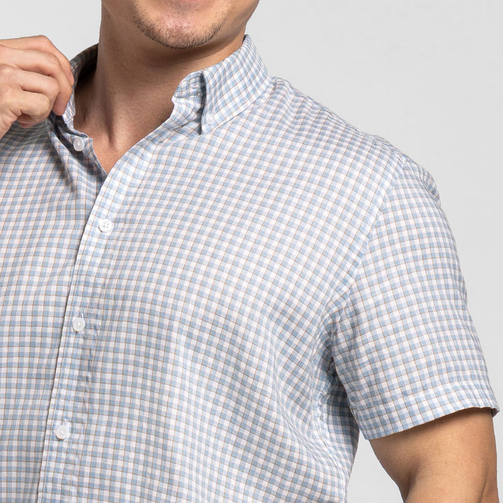 Ash & Erie Blue Cedar Plaid Short Sleeve Shirt for Short Men   Short Sleeve Everyday Shirts