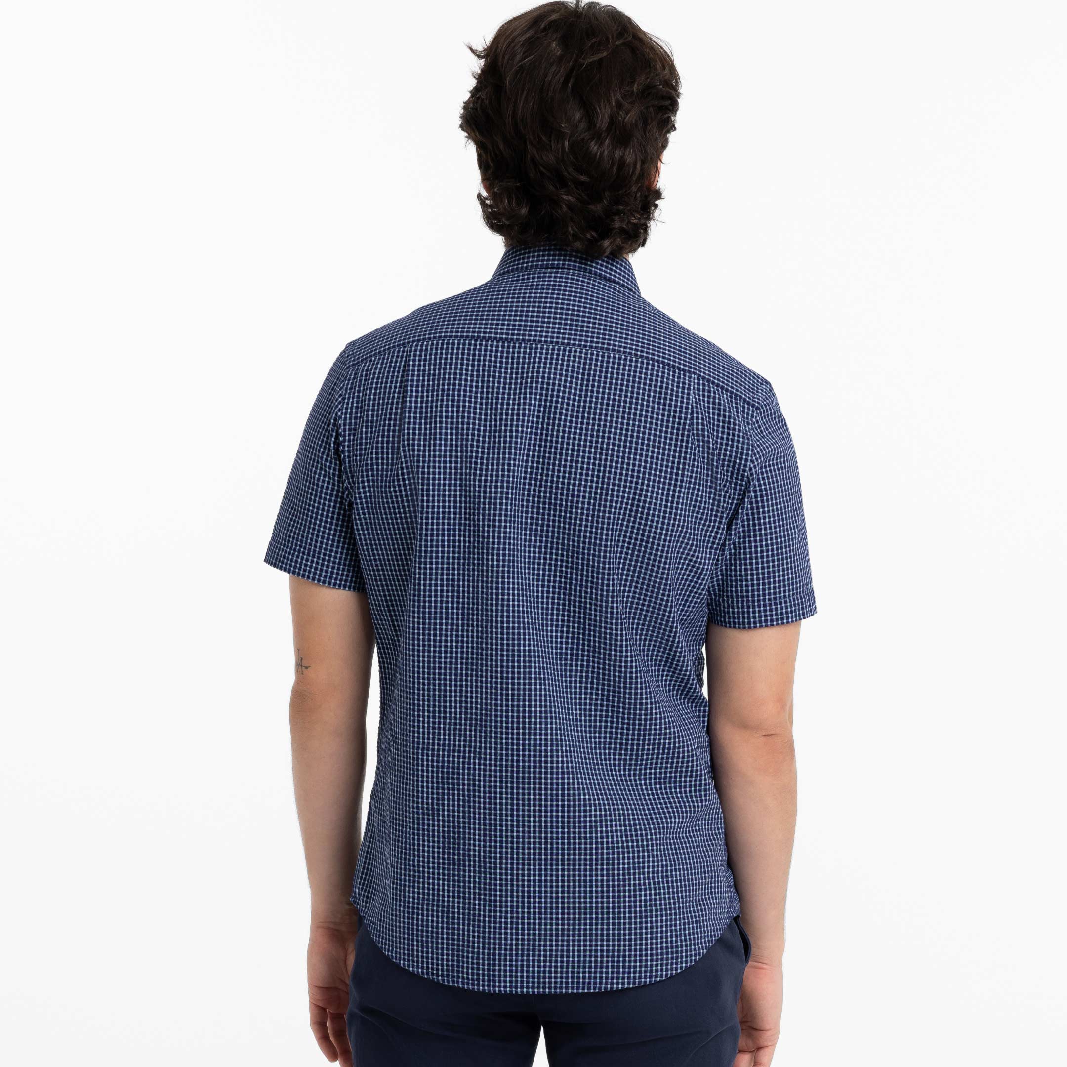 Ash & Erie Cape Plaid Seersucker Short Sleeve Shirt for Short Men   Short Sleeve Everyday Shirts