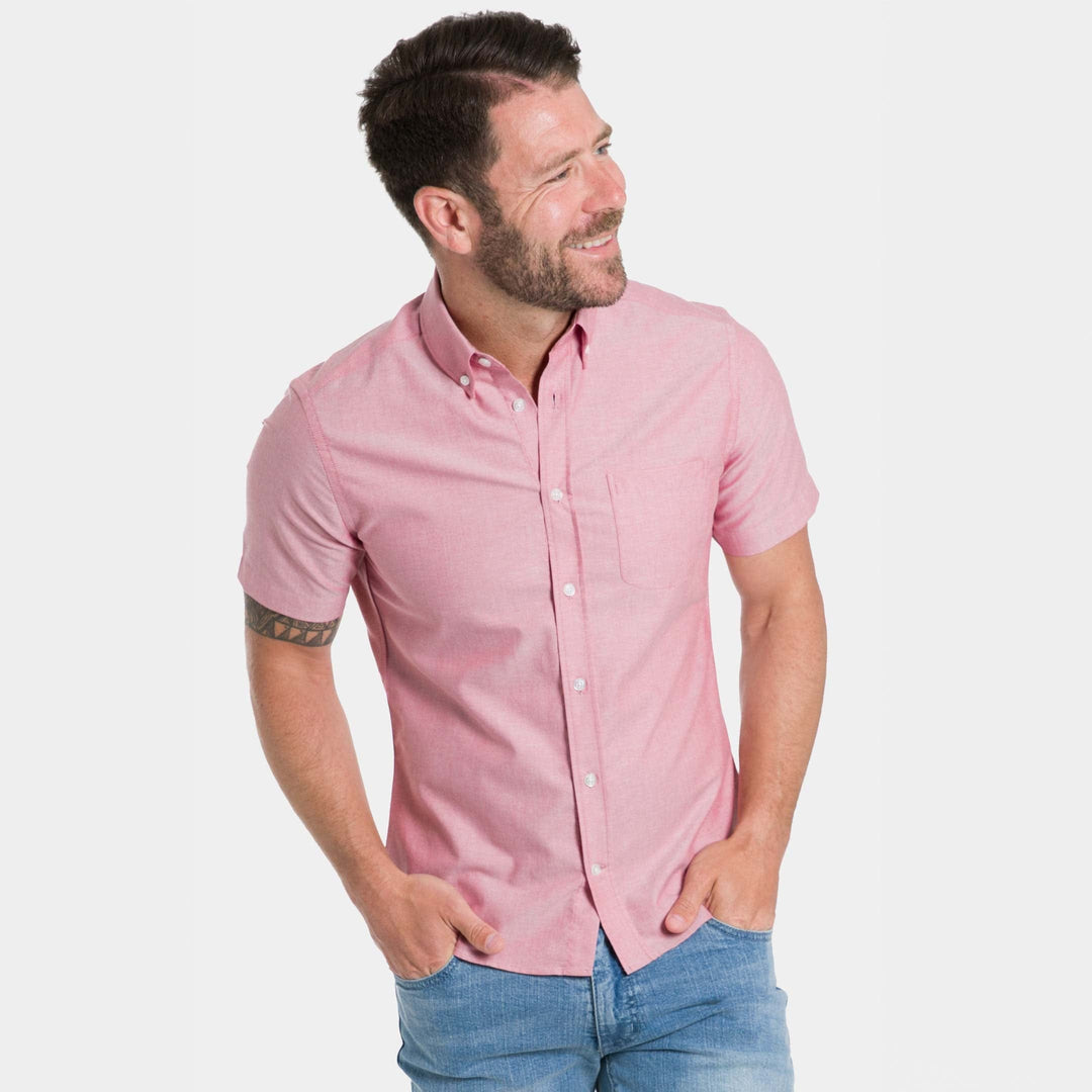 Buy Faded Brick Oxford Wrinkle Free Short Sleeve Shirt for Short Men | Ash & Erie Buy Faded Brick Oxford Wrinkle Free Short Sleeve Shirt for Short Men | Ash & Erie