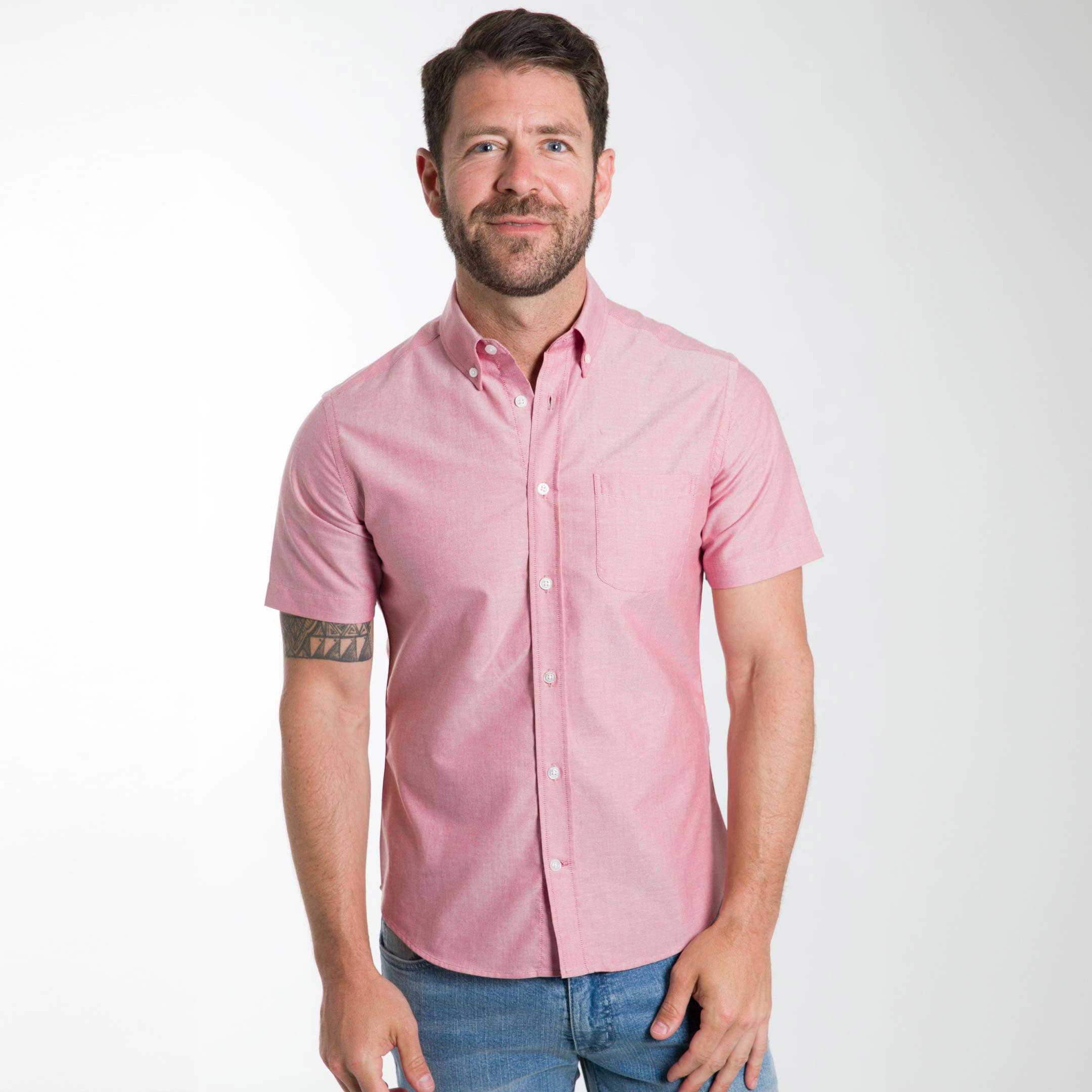 wrinkle free short sleeve dress shirts Buy Faded Brick Oxford Wrinkle Free Short Sleeve Shirt for Short Men