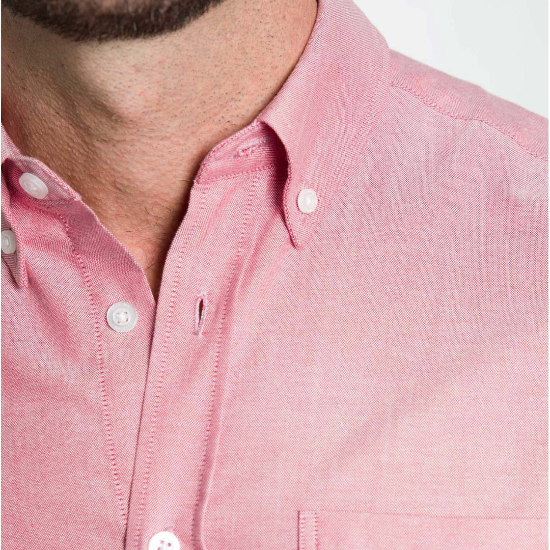 Buy Faded Brick Oxford Wrinkle Free Short Sleeve Shirt for Short Men | Ash & Erie   Short Sleeve Everyday Shirts