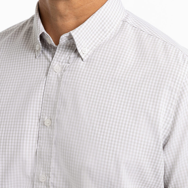 Ash & Erie Grey Gingham Wrinkle Free Short Sleeve Shirt for Short Men   Short Sleeve Everyday Shirts