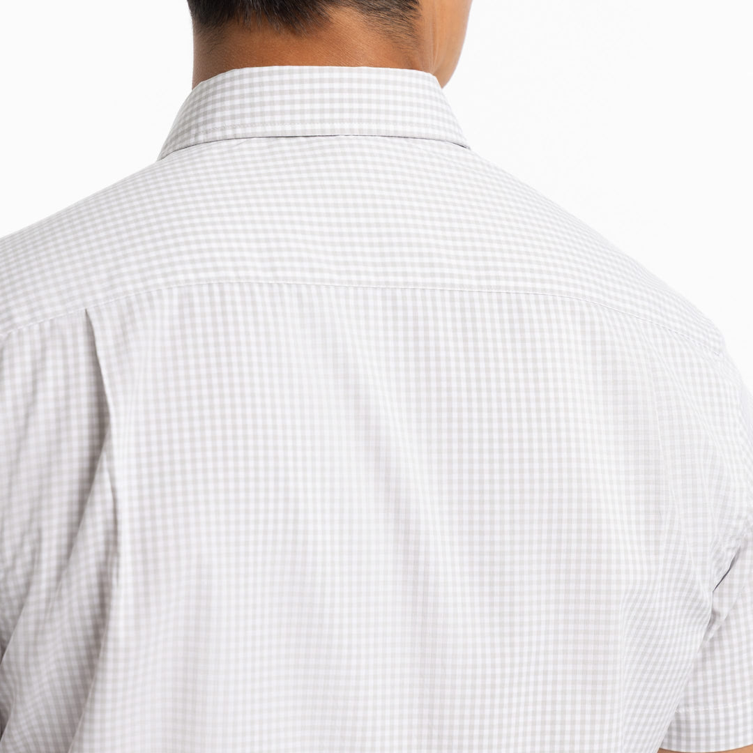 Ash & Erie Grey Gingham Wrinkle Free Short Sleeve Shirt for Short Men   Short Sleeve Everyday Shirts
