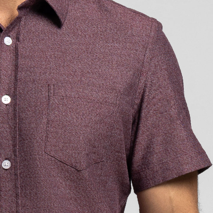 Ash & Erie Heather Burgundy Short Sleeve Shirt for Short Men   Short Sleeve Everyday Shirts