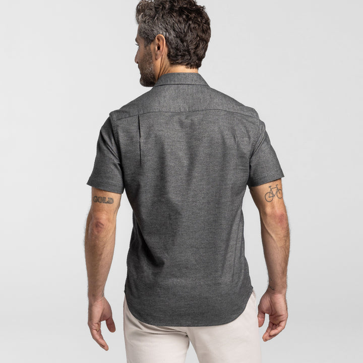 Ash & Erie Heather Charcoal Short Sleeve Shirt for Short Men   Short Sleeve Everyday Shirts