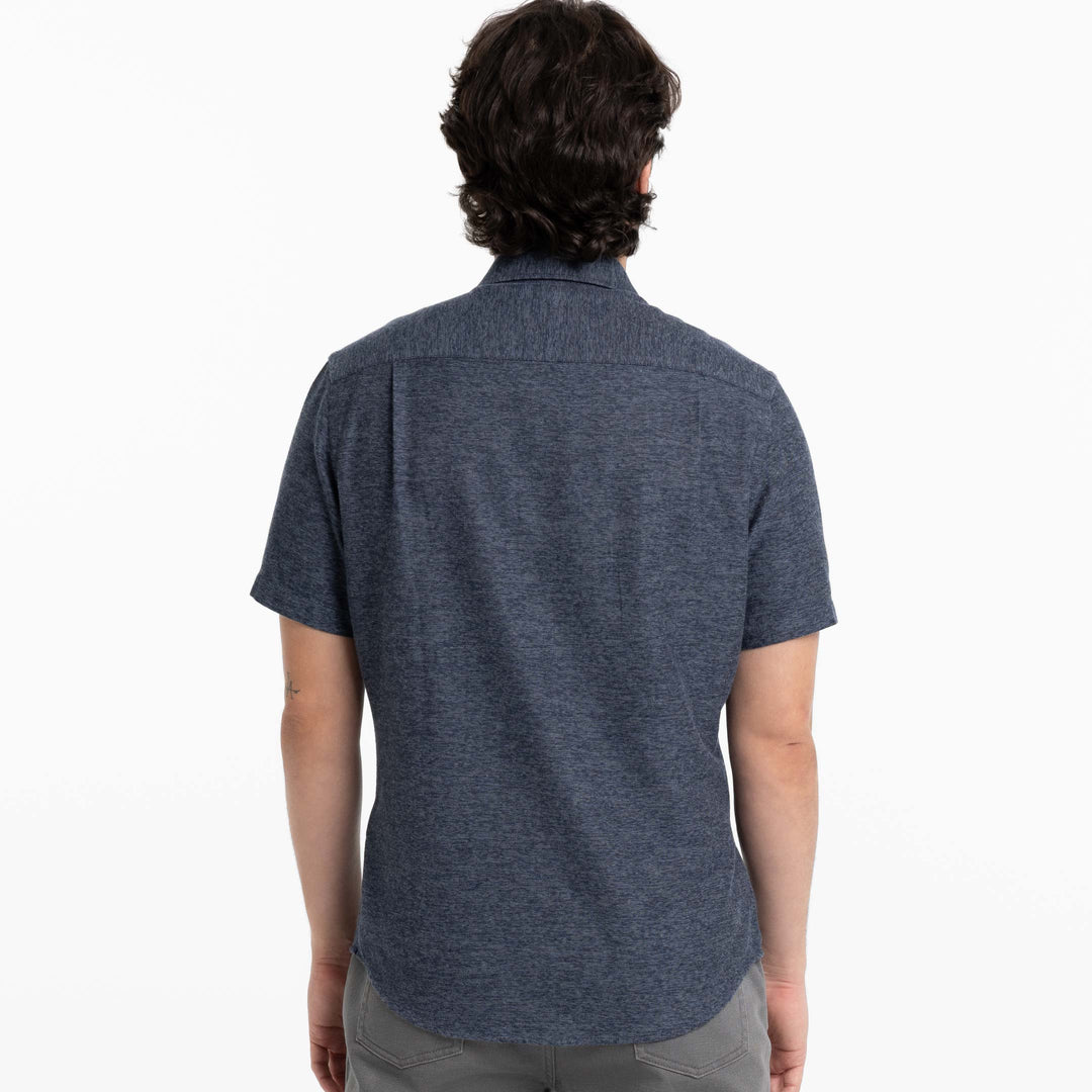 Ash & Erie Heather Indigo Brushed Short Sleeve Shirt for Short Men   Short Sleeve Everyday Shirts