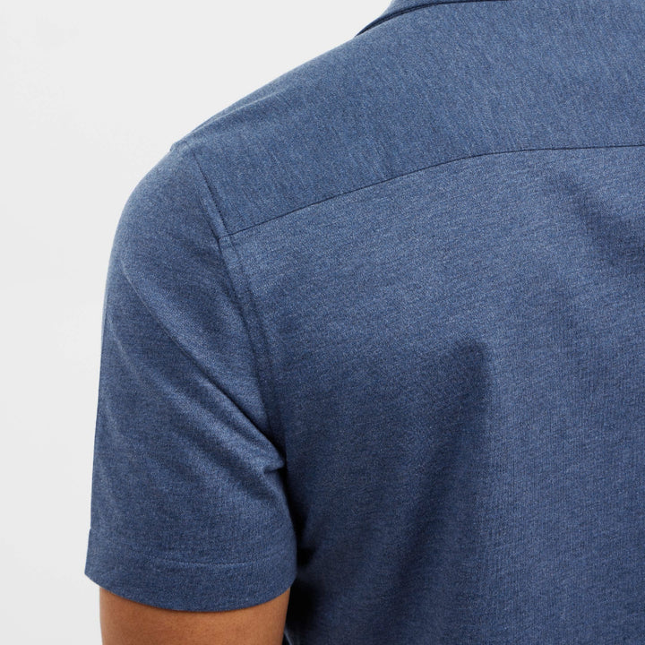 Ash & Erie Indigo Mélange Short Sleeve Performance Stretch Shirt for Short Men   Short Sleeve Everyday Shirts
