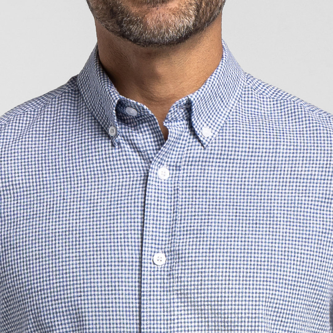 Ash & Erie Irving Blue Check Everyday Short Sleeve Shirt for Short Men   Short Sleeve Everyday Shirts