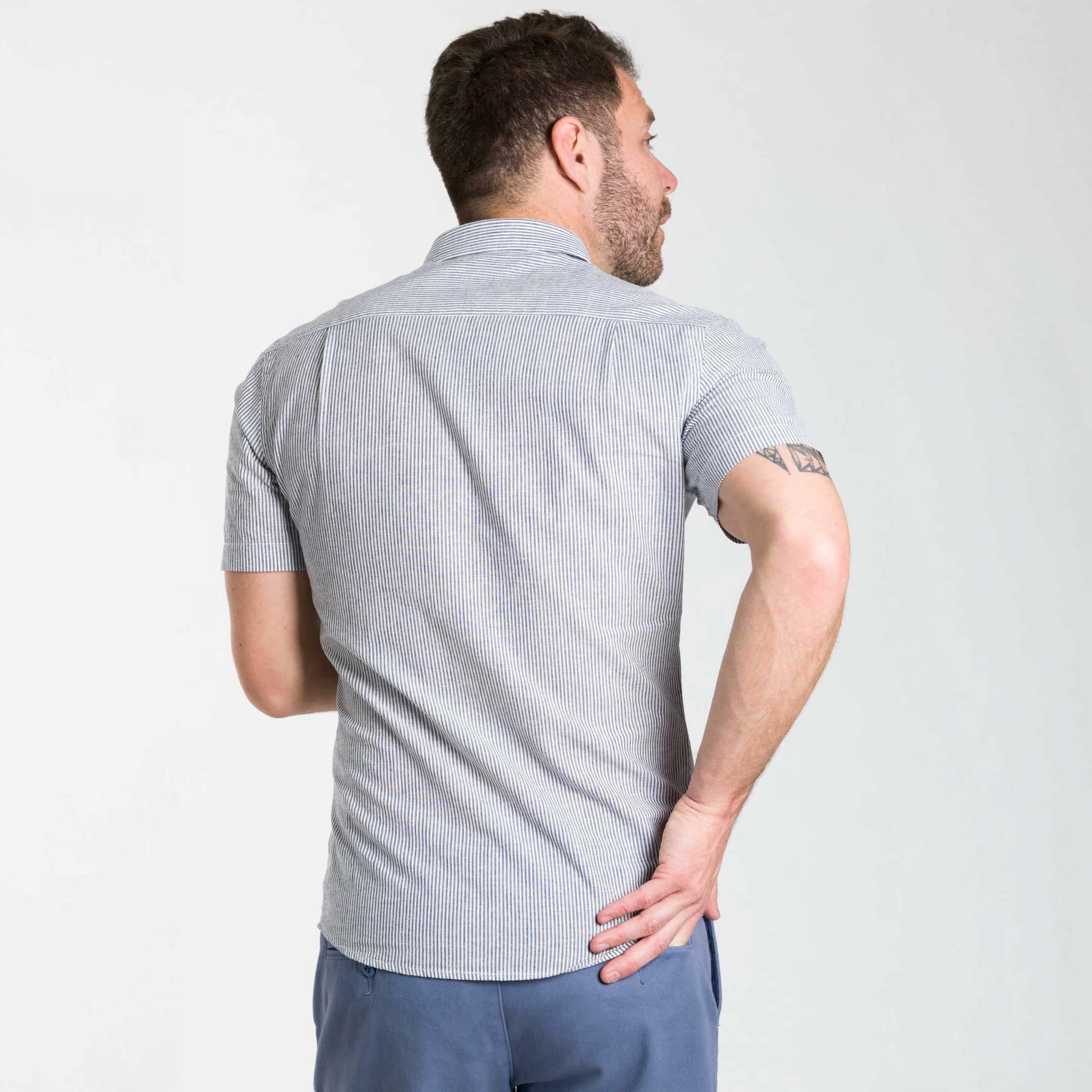 シャツ No.0178 linen thin stripe half SHIRT (4color) $100 A|X Armani Exchange Linen Striped, Regular Fit, Short