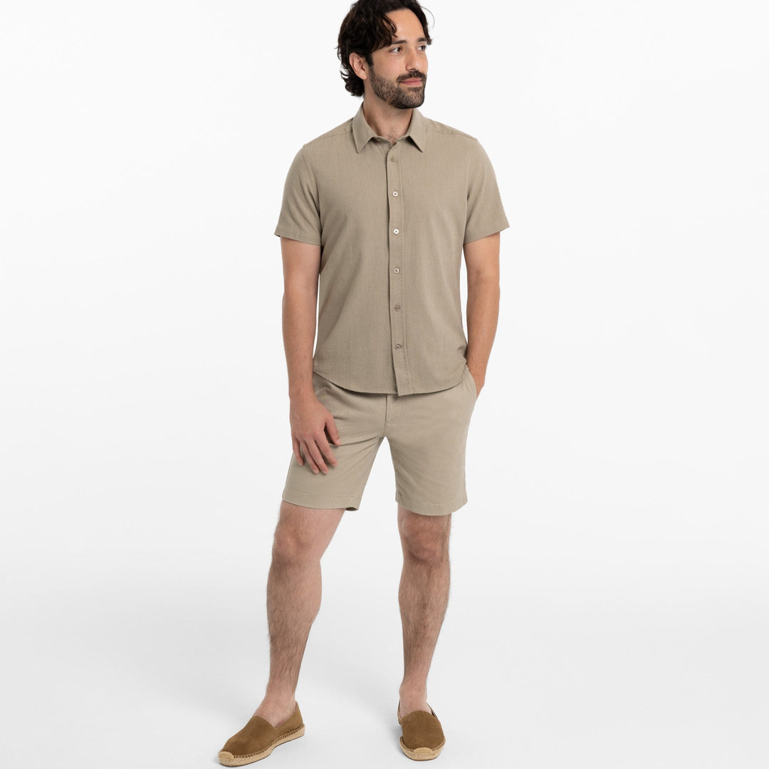 Ash & Erie Heather Sand Brushed Short Sleeve Shirt for Short Men   Short Sleeve Everyday Shirts