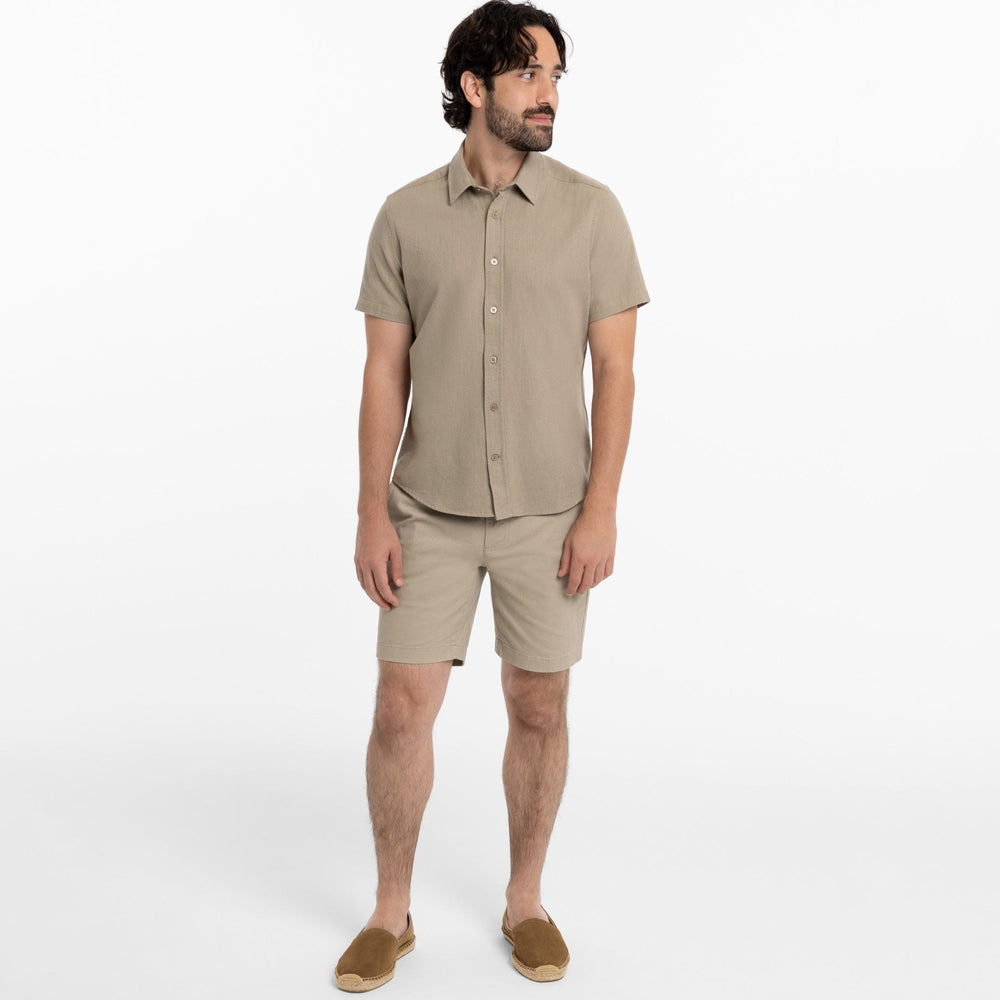 Ash & Erie Heather Sand Brushed Short Sleeve Shirt for Short Men   Short Sleeve Everyday Shirts