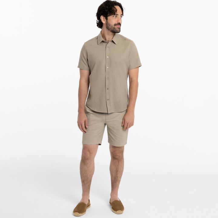 Ash & Erie Heather Sand Brushed Short Sleeve Shirt for Short Men   Short Sleeve Everyday Shirts