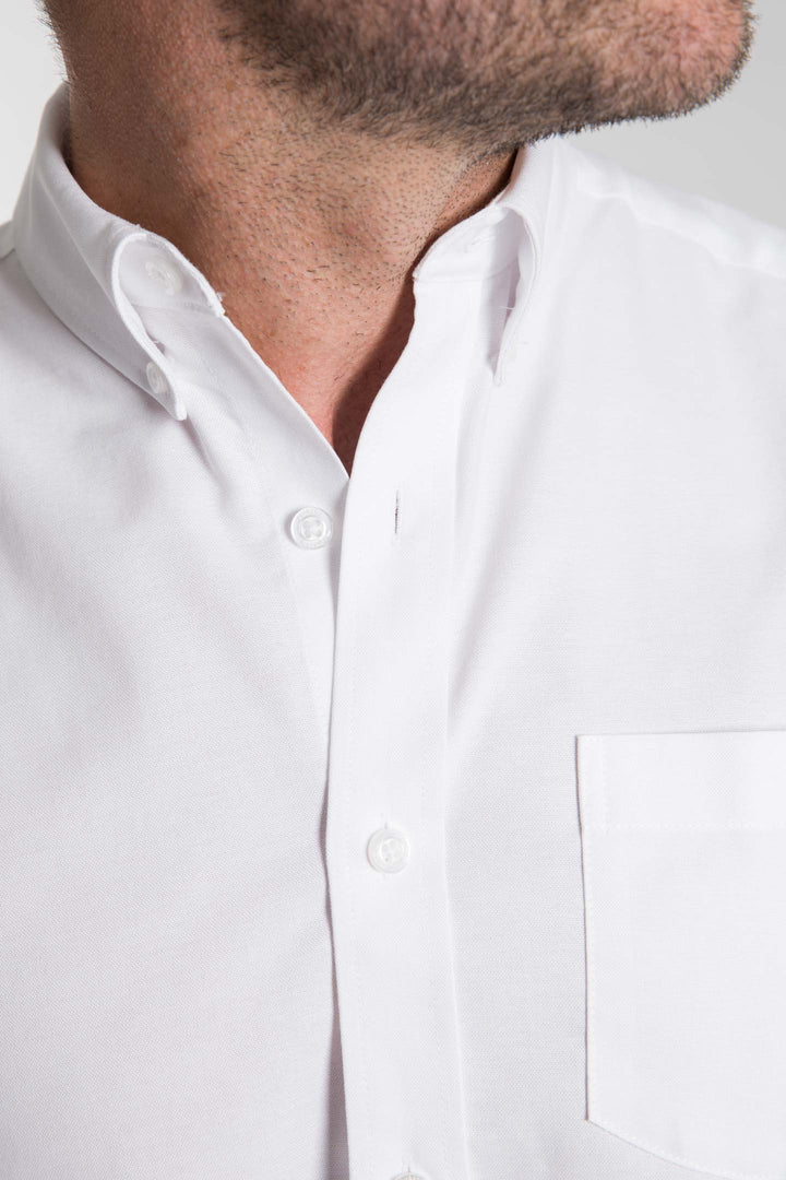 Ash & Erie White Oxford Wrinkle Free Short Sleeve Shirt for Short Men   Short Sleeve Everyday Shirts