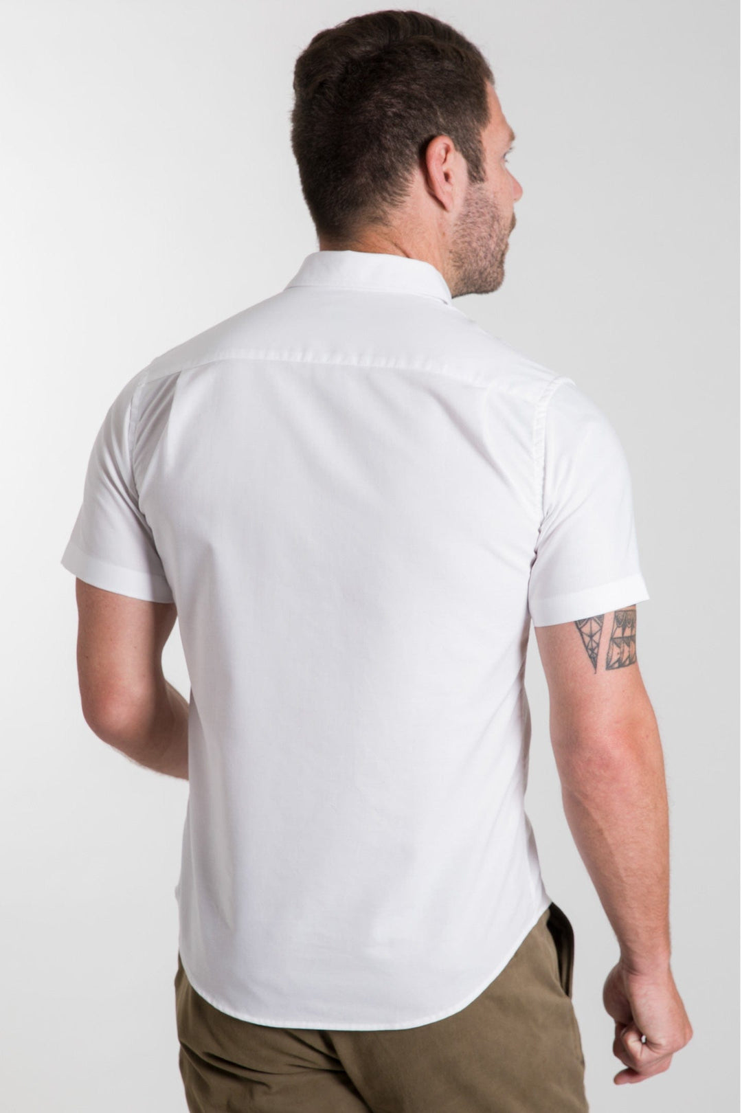 Ash & Erie White Oxford Wrinkle Free Short Sleeve Shirt for Short Men
