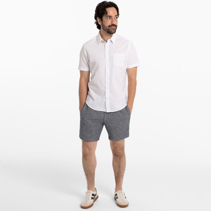 Ash & Erie White Seersucker Short Sleeve Shirt for Short Men   Short Sleeve Everyday Shirts