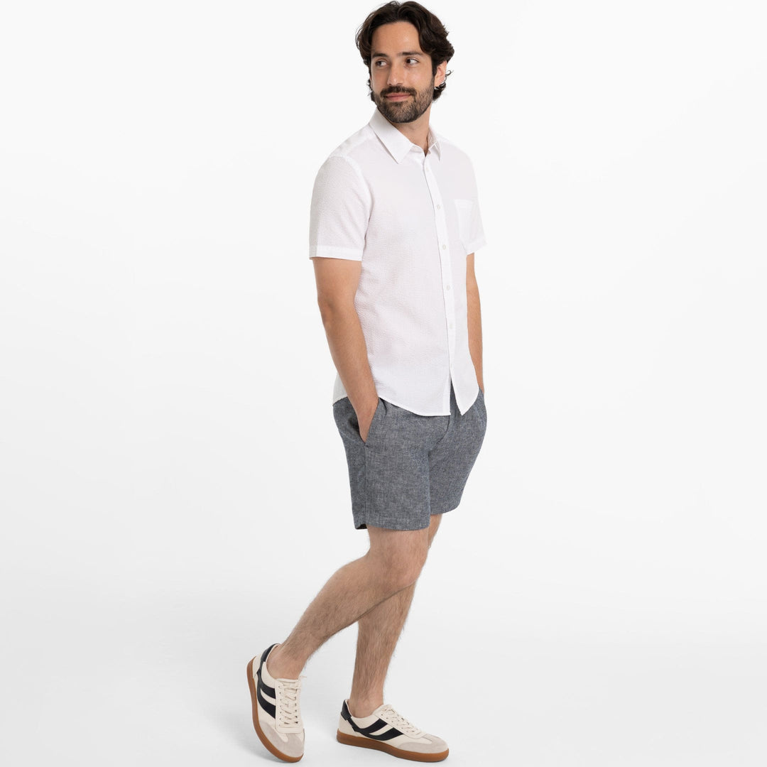 Ash & Erie White Seersucker Short Sleeve Shirt for Short Men   Short Sleeve Everyday Shirts