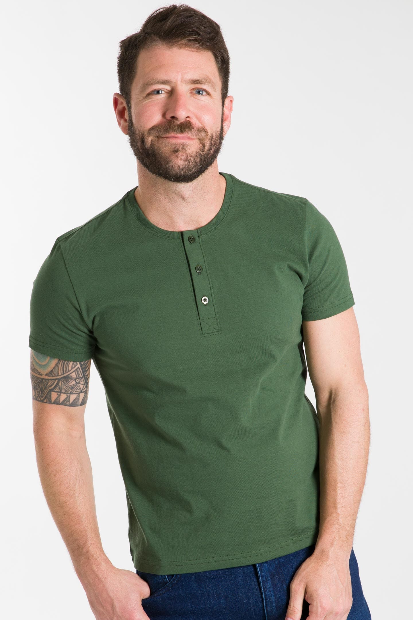 Dark sales green henley