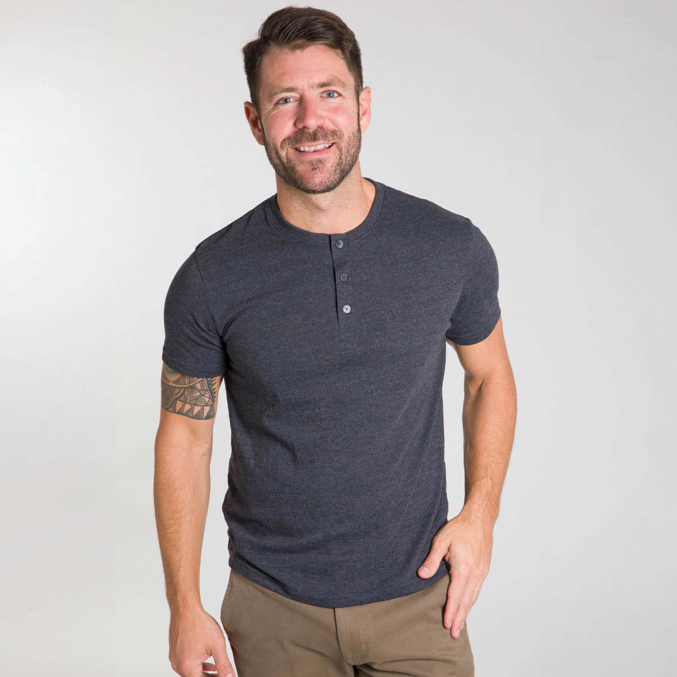 Heather Charcoal Short Sleeve Henley Heather Charcoal / XS