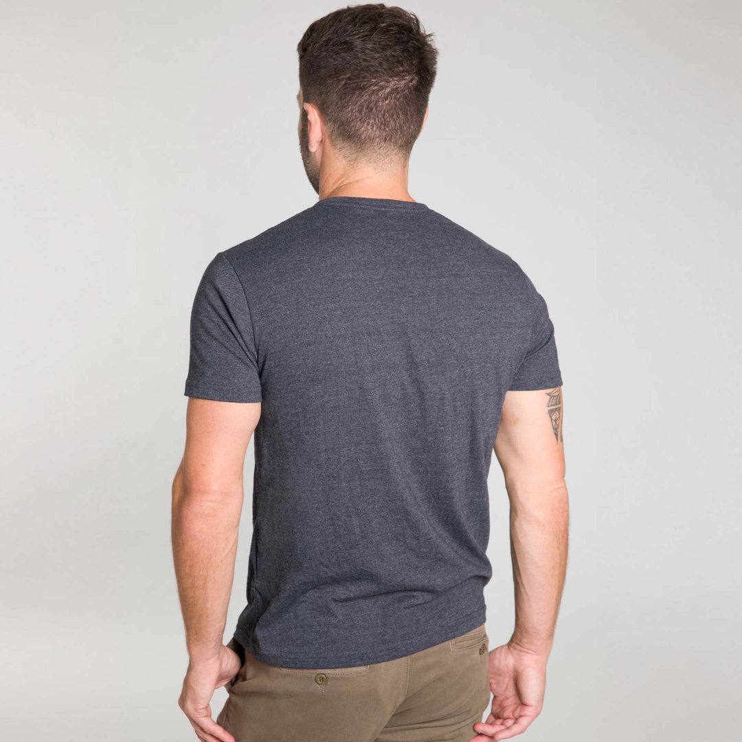 Ash & Erie Heather Charcoal Short Sleeve  Henley for Short Men   Short Sleeve Henley