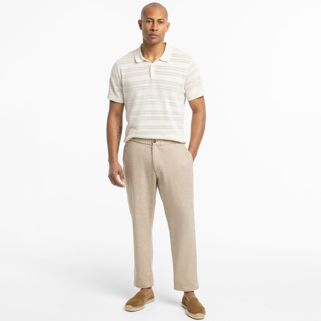 Ash & Erie Alabaster Stripes Knit Polo Shirt for Short Men   Short Sleeve Polo Shirt