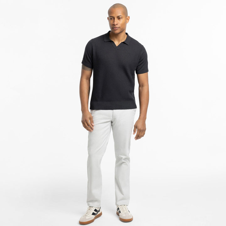 Ash & Erie Black Knit Polo Shirt for Short Men   Short Sleeve Polo Shirt