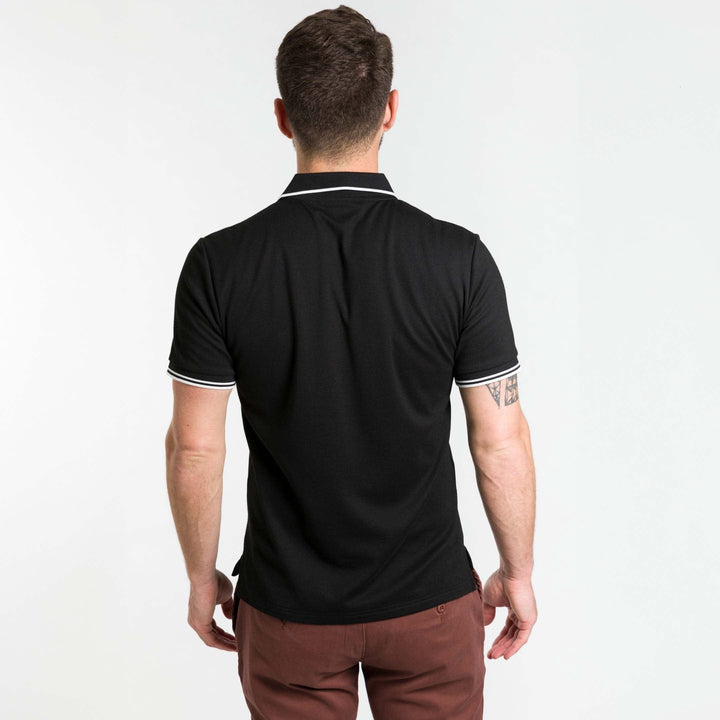 Ash & Erie Black Micro Pique Polo Shirt for Short Men   Short Sleeve Polo Shirt