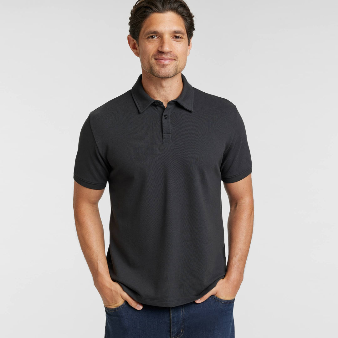 Ash & Erie Black Pique Polo Shirt for Short Men   Short Sleeve Polo Shirt
