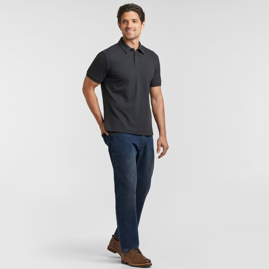 Ash & Erie Black Pique Polo Shirt for Short Men   Short Sleeve Polo Shirt