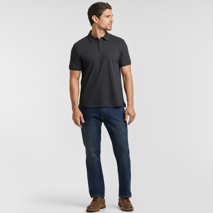 Ash & Erie Black Pique Polo Shirt for Short Men   Short Sleeve Polo Shirt