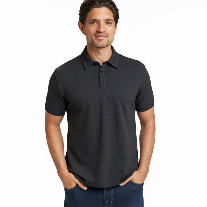 Ash & Erie Black Pique Polo Shirt for Short Men   Short Sleeve Polo Shirt