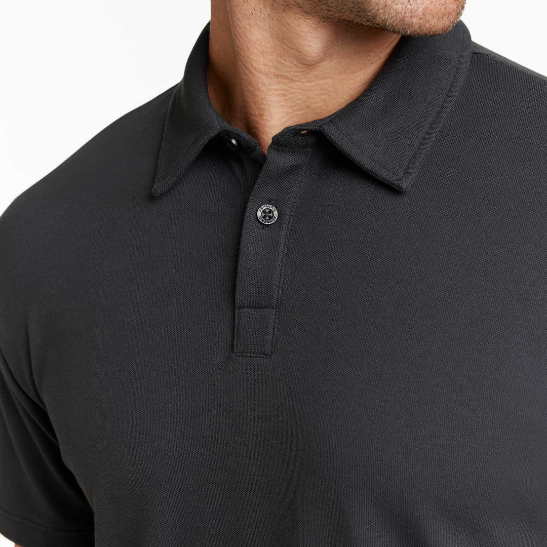 Ash & Erie Black Pique Polo Shirt for Short Men   Short Sleeve Polo Shirt