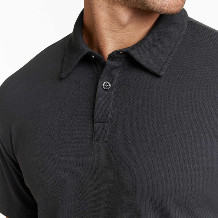 Ash & Erie Black Pique Polo Shirt for Short Men   Short Sleeve Polo Shirt