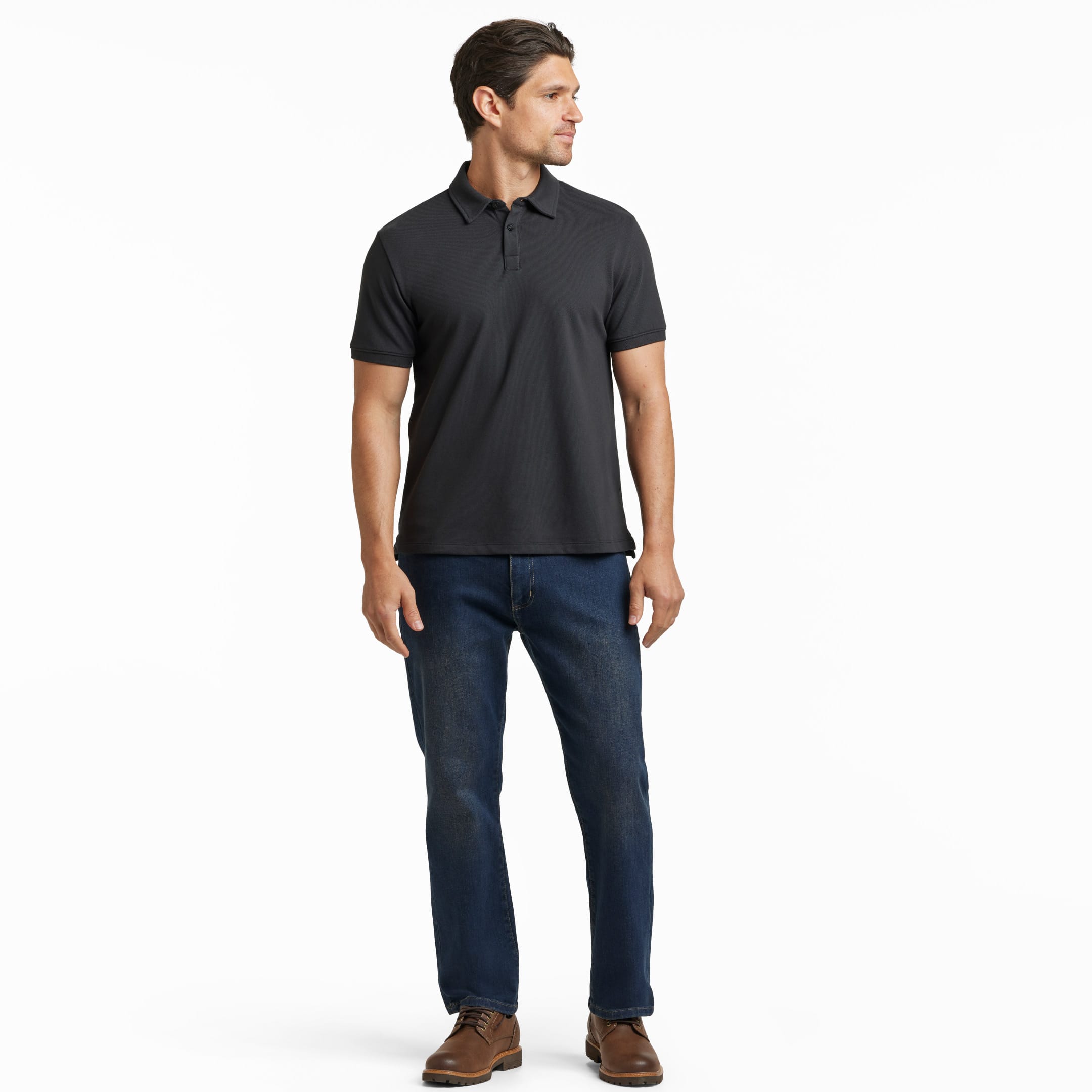 Ash & Erie Black Pique Polo Shirt for Short Men   Short Sleeve Polo Shirt