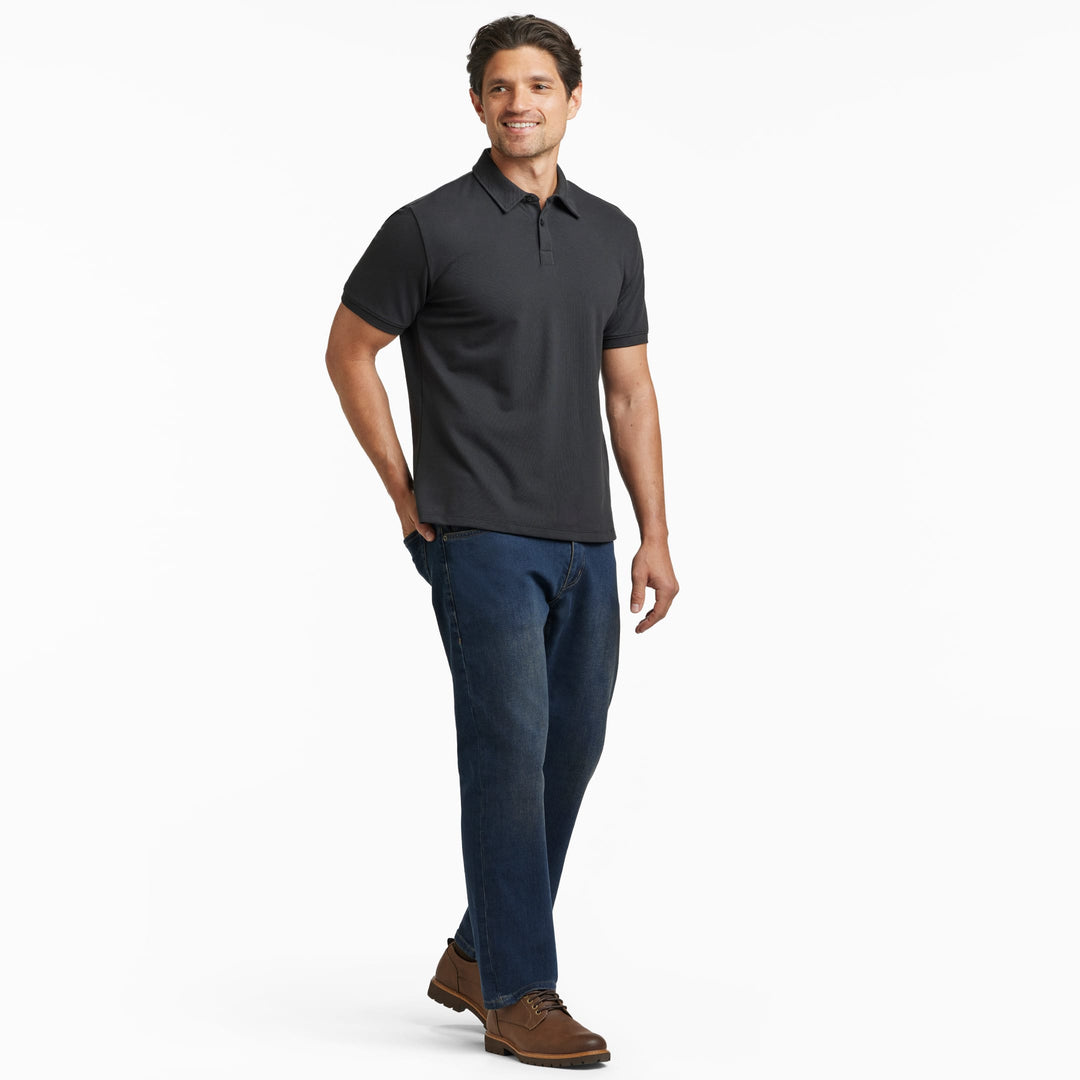 Ash & Erie Black Pique Polo Shirt for Short Men   Short Sleeve Polo Shirt