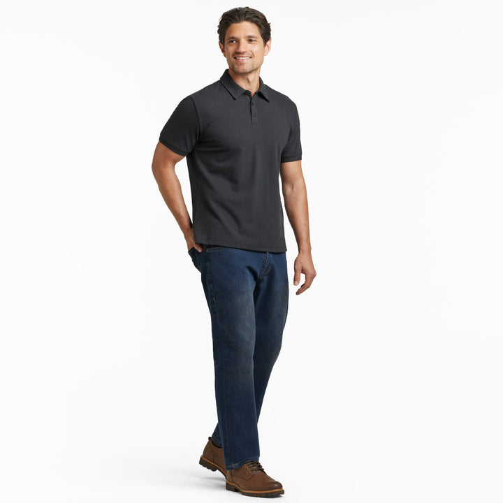 Ash & Erie Black Pique Polo Shirt for Short Men   Short Sleeve Polo Shirt
