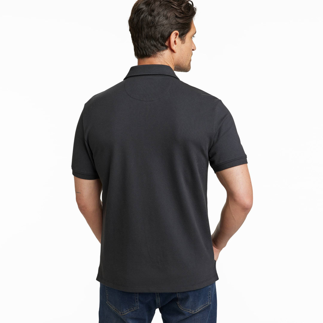 Ash & Erie Black Pique Polo Shirt for Short Men   Short Sleeve Polo Shirt