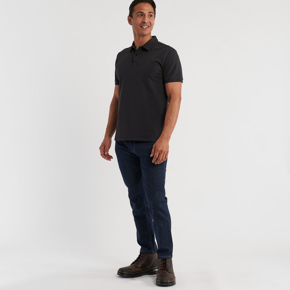 Ash & Erie Black Pique Polo Shirt for Short Men   Short Sleeve Polo Shirt