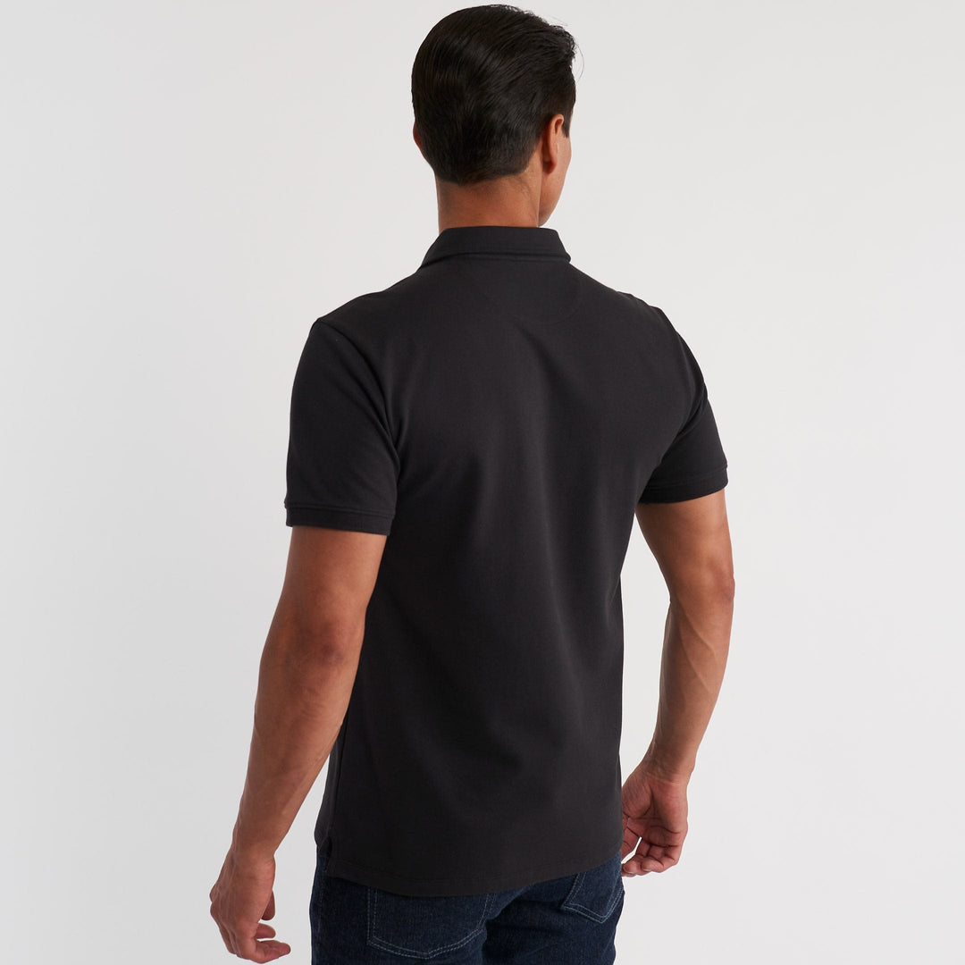 Ash & Erie Black Pique Polo Shirt for Short Men