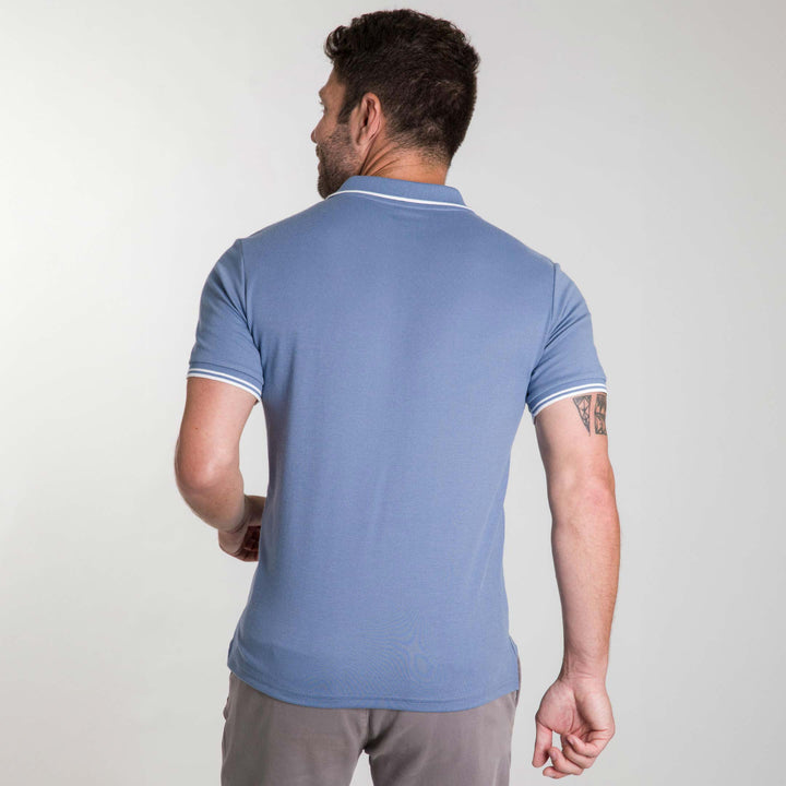 Ash & Erie Blue Micro Pique Polo Shirt for Short Men   Short Sleeve Polo Shirt