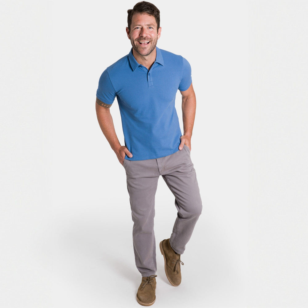 Ash & Erie Blue Pique Polo Shirt for Short Men   Short Sleeve Polo Shirt