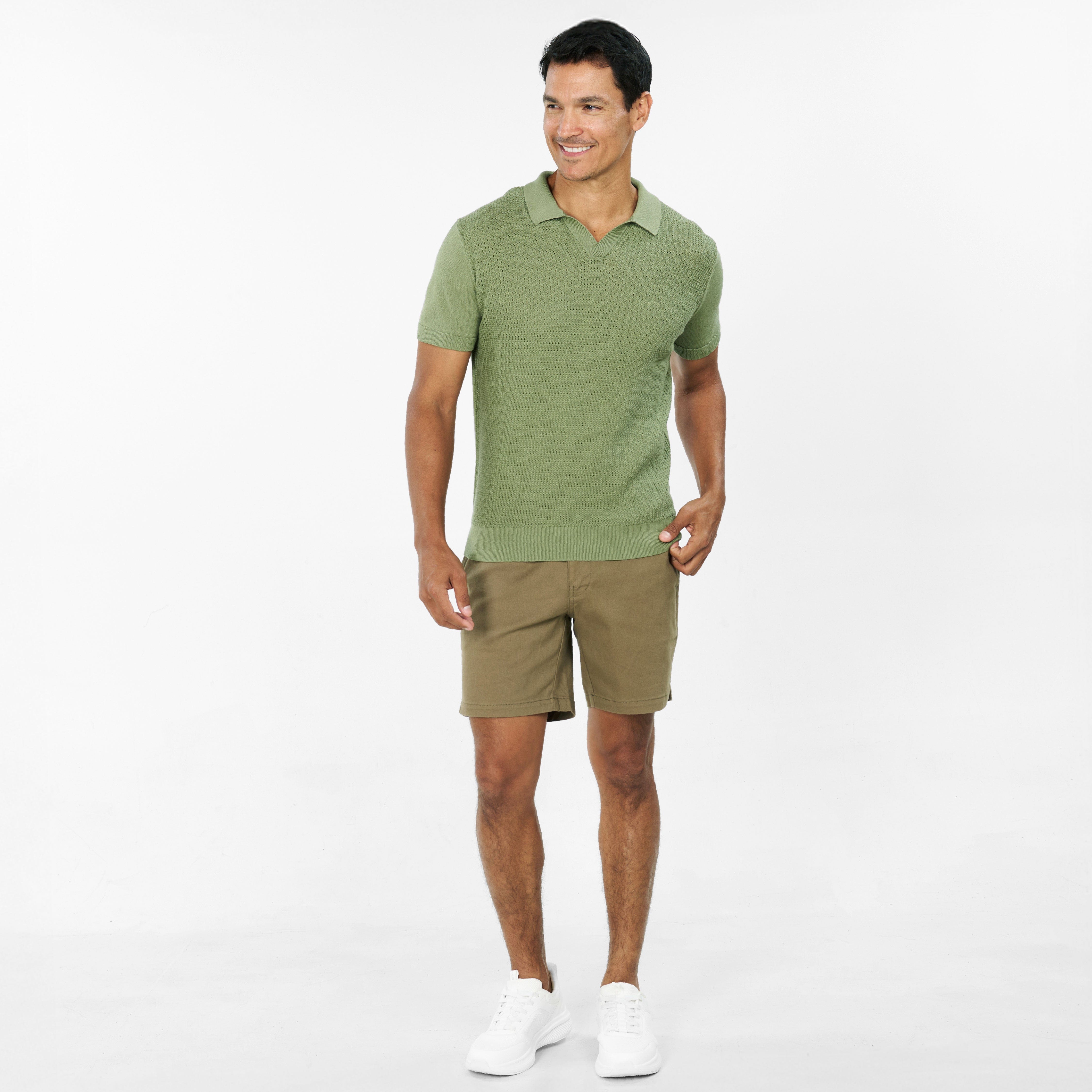 Ash & Erie Green Knit Polo Shirt for Short Men   Short Sleeve Polo Shirt