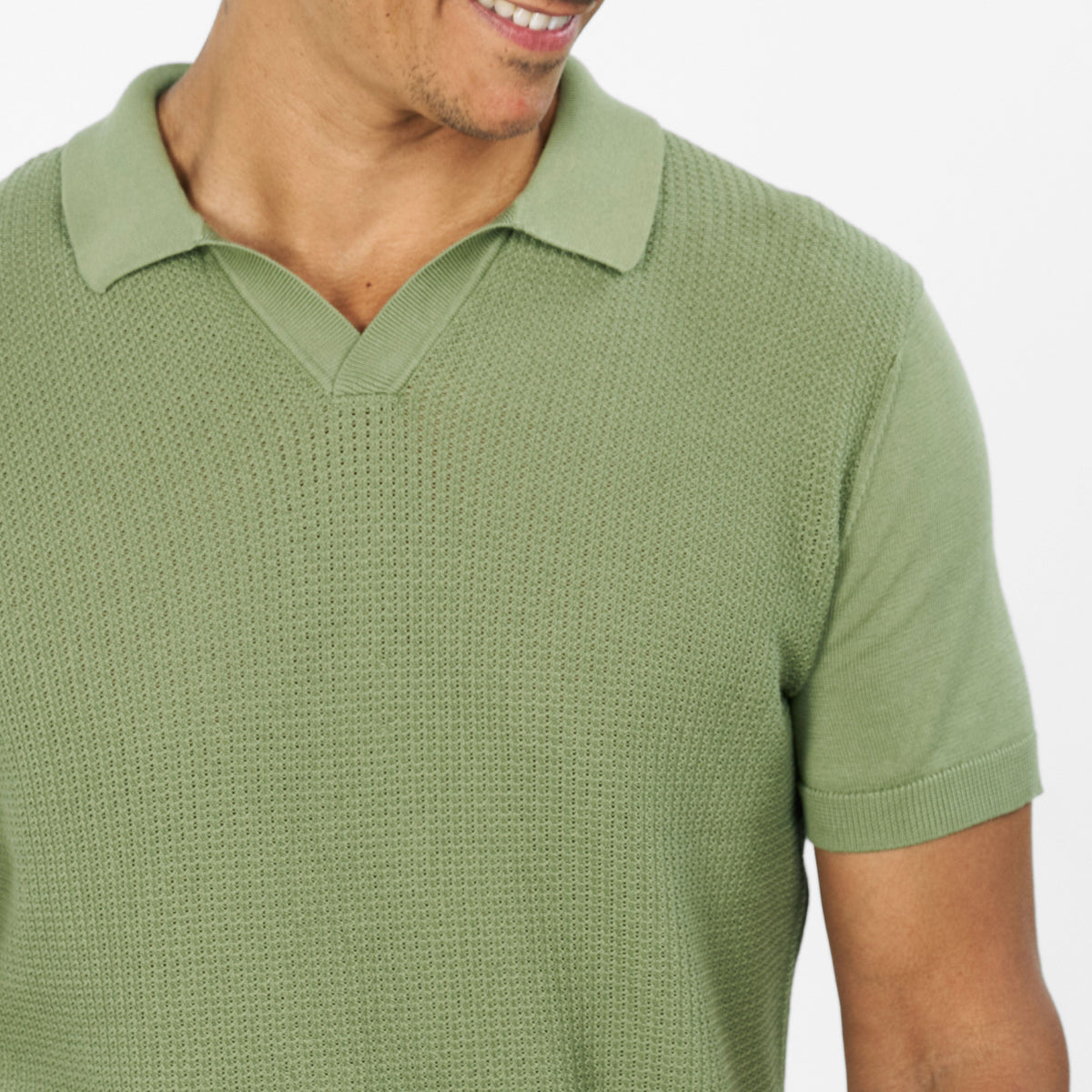 Ash & Erie Green Knit Polo Shirt for Short Men