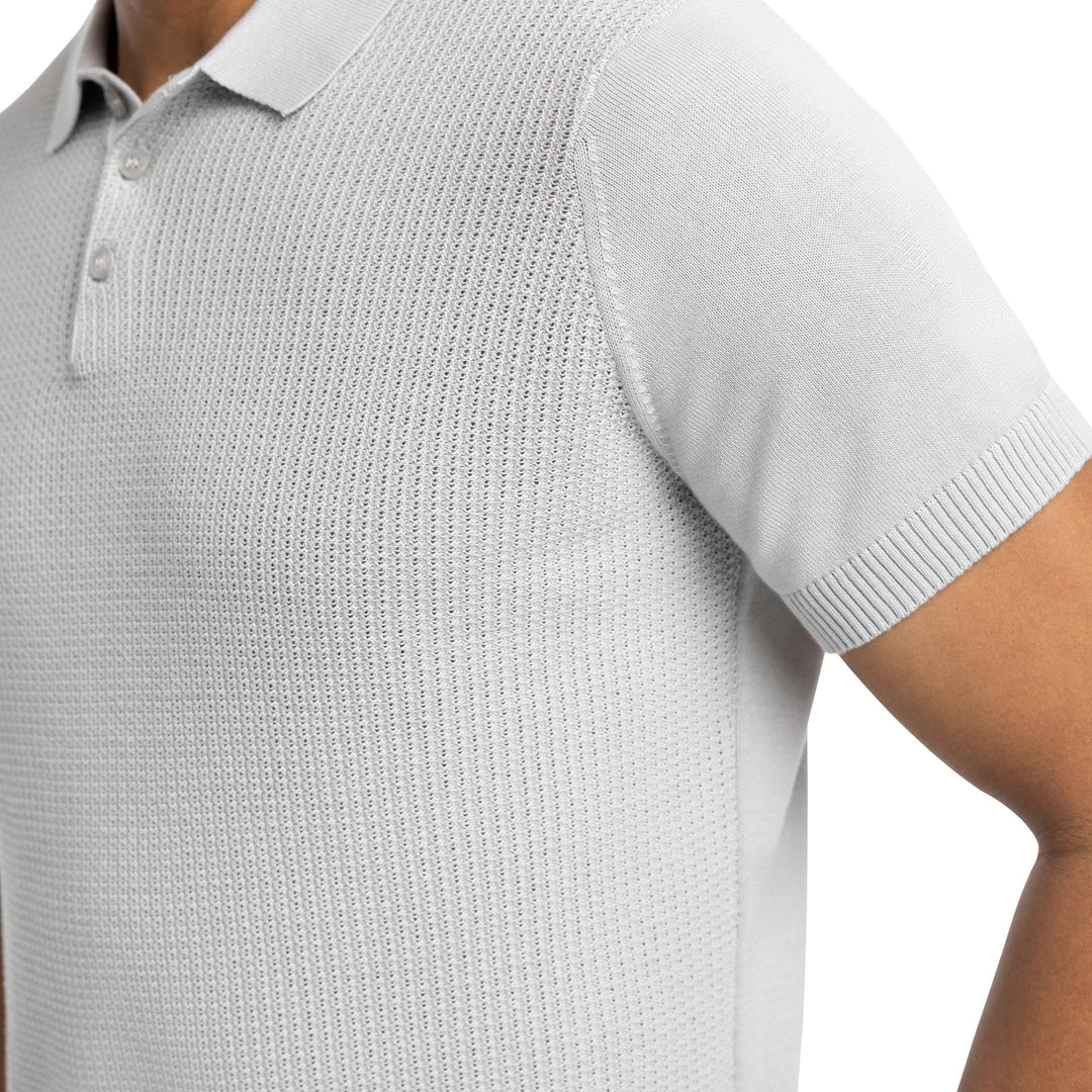 Ash & Erie Grey Button Knit Polo Shirt for Short Men   Short Sleeve Polo Shirt