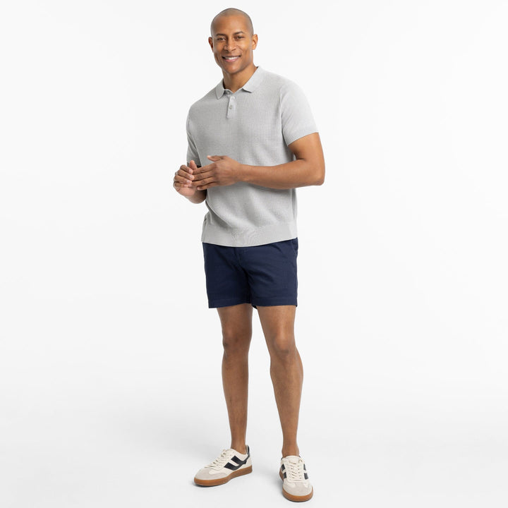 Ash & Erie Grey Button Knit Polo Shirt for Short Men   Short Sleeve Polo Shirt