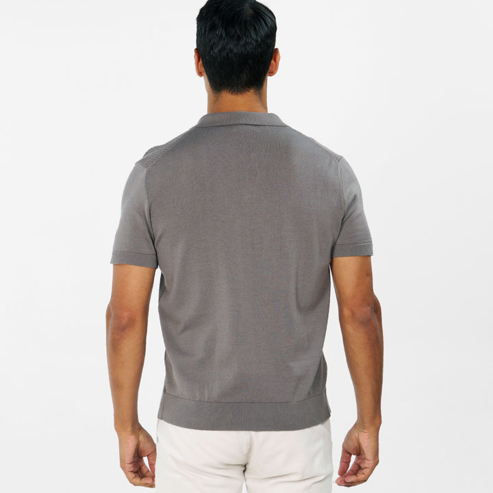 Ash & Erie Grey Knit Polo Shirt for Short Men   Short Sleeve Polo Shirt