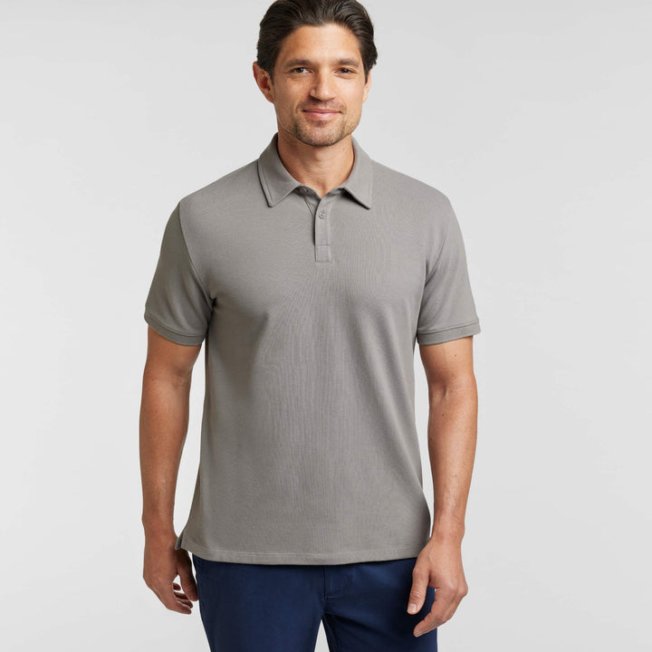 Ash & Erie Grey Pique Polo Shirt for Short Men   Short Sleeve Polo Shirt