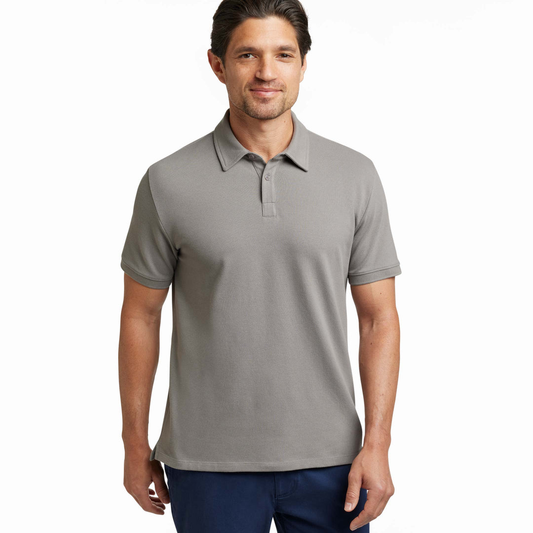 Ash & Erie Grey Pique Polo Shirt for Short Men   Short Sleeve Polo Shirt