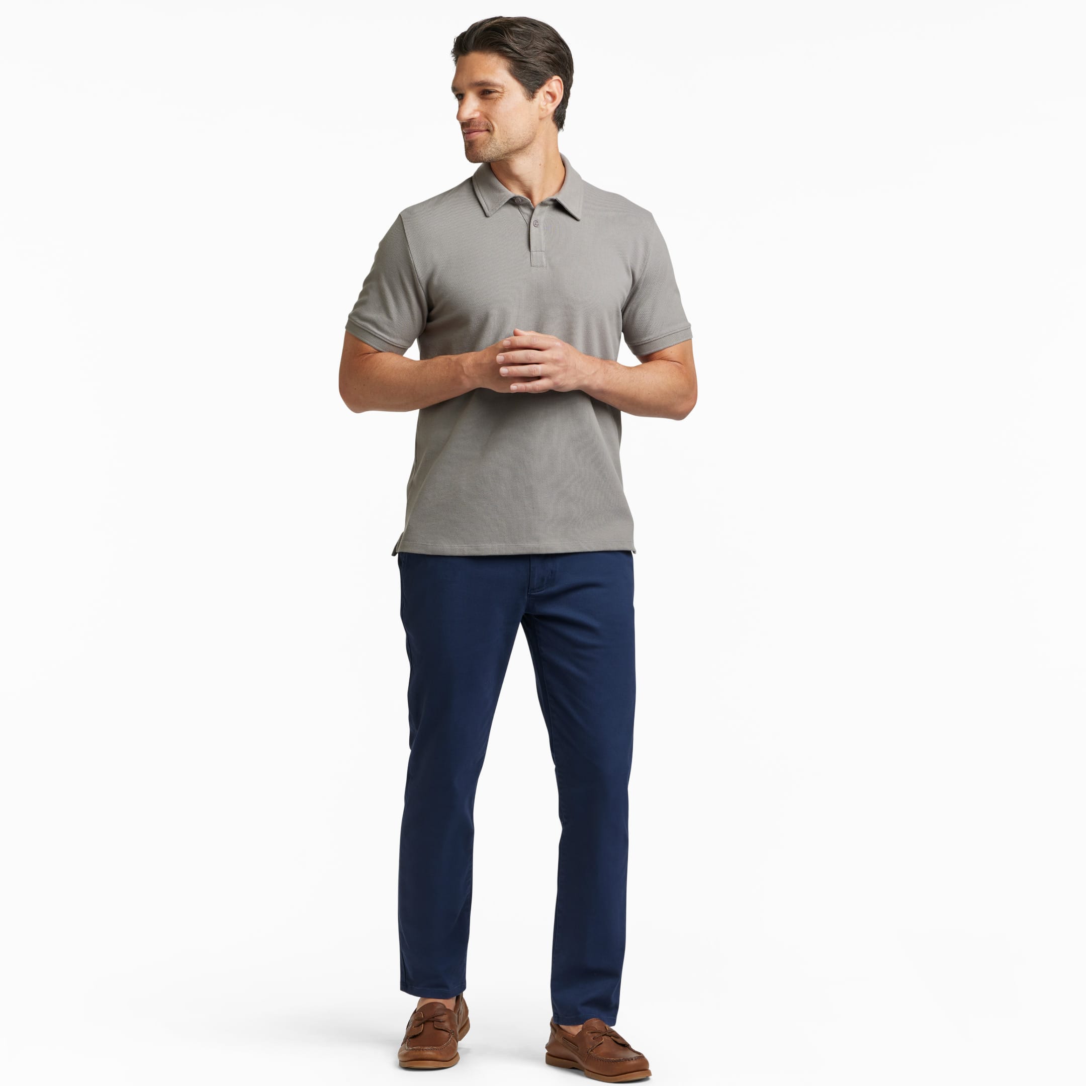Ash & Erie Grey Pique Polo Shirt for Short Men   Short Sleeve Polo Shirt